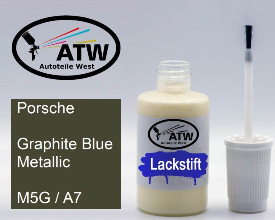 Porsche, Graphite Blue Metallic, M5G / A7: 20ml Lackstift, von ATW Autoteile West.